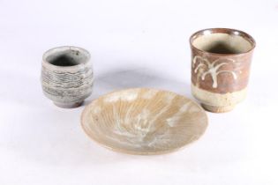 JOHN BEDDING (b1947), a studio pottery footed yunomi tea cup, JR mark to the ring foot, 11cm tall, a