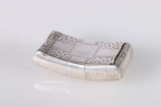 Georgian antique silver pocket snuff box of curved rectangular form, all over dimpled, punched and