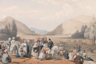 AFTER JAMES ATKINSON (British 1780-1852) Chardeh Plain Kabul Afghanistan Coloured lithograph, 24cm x