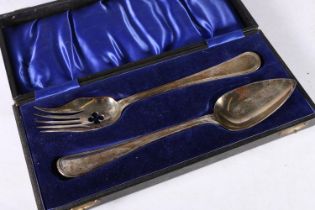 Dutch silver serving fork and spoon hallmarked WS below anchor, Amsterdam 1868, .833 grade, 26cm,