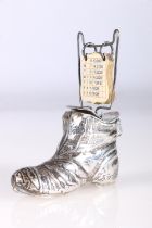Edward VII silver novelty calendar in the form of a shoe, top and calendar white metal and