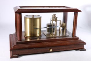 Mahogany and inlaid cased brass eight atmosphere barograph by the Gluck Barograph and Recorder