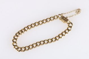 18ct gold flat link bracelet, 16cm, 17.9g.