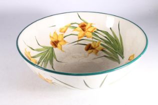 Robert Heron and Sons Wemyss pottery wash bowl decorated with daffodil design, impressed mark '