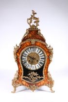 1970's French style Rococo influence mantel clock with painted faux marquetry, the works stamped '