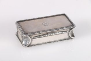 William IV antique parcel gilt silver snuff box of rectangular form with scooped corners, the