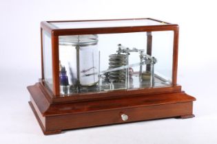 Lennie of Edinburgh seven atmosphere barograph in mahogany case with base drawer, 37cm long.