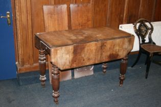 Antique mahogany Thomson action (patented) telescopic drop leaf Pembroke style dining table with two