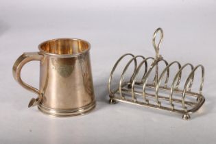 Silver tankard of tapering form, hallmarked Nayler Brothers, London 1947, 9cm, 253g, and a white