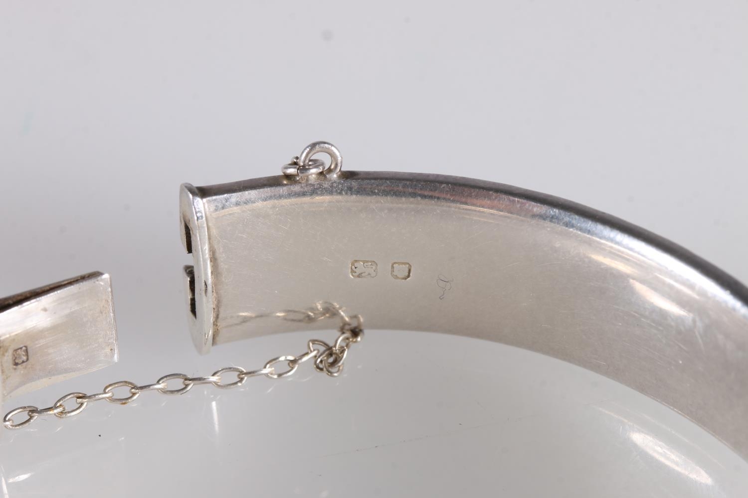 Georg Jensen hinged bangle with foliate decoration to one side hallmarked GJLd, london 1964, 6cm, - Image 3 of 4