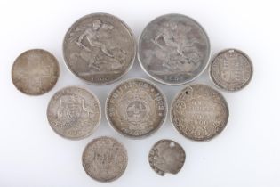 UNITED KINGDOM Queen Victoria (1837-1901) crowns 1894 LVIII and 1900, shilling 1887 de-brooched,