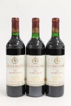 Three bottles of CHATEAU LASCOMBES 1990 grand cru classe Margaux, bottle numbers 227704, 22705 and