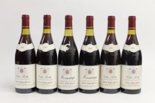 Six bottles of CAVES SAINT PIERRE 1981 including two Hermitage 75cl no abv. stated and four Cote