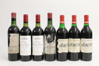 Seven bottles of vintage red wine to include three bottles of CHATEAU D'ANGLUDET 1970 grand cru