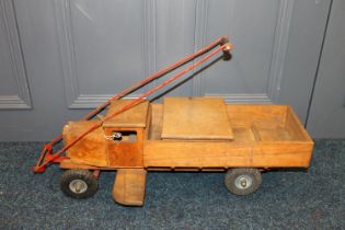 Lines Bros Triang wooden pull toy truck, 56cm long.