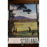 Vintage travel poster 'Scotland Golf', published by British Travel and Holidays Association, printed