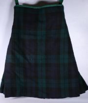 Black Watch tartan kilt with military markings to the interior.