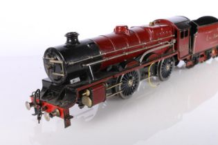 O gauge model railways tender locomotive Class 5XP 5573 LMS maroon with Bassett Lowke 0-4-0 electric