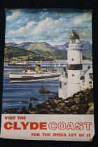 Vintage travel poster 'Visit the Clyde Coast for the Sheer Joy of it', with depiction of a