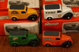 Four Somerville Models 1:43 scale Fordson 5cwt vans to include Turf Cigarettes, India Tyres,