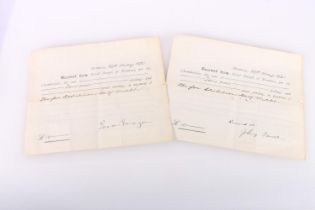 Golfing interest, two receipts from the Royal Burgh of Montrose Chamberlains office, for the sum