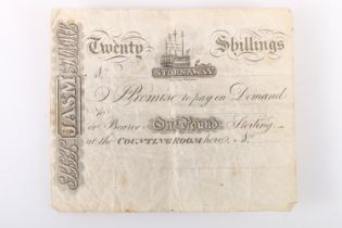 19th century Scottish Provincial twenty shilling banknote of Stornoway, Shetland Islands, circa