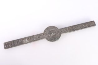 Williams Harvey & Co Ltd Mellanear tin ingot, 41cm long.