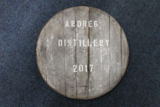 Whisky barrel or cask head 'ARDBEG DISTILLERY 2017'.