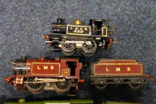 Hornby O gauge clockwork model railway locomotives to include Flying Scotsman, 2180 LMS maroon, 1185