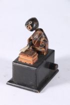 Japanese Kobe Toy treen automaton modelled as a headmaster shaking head and slamming paddle down