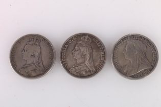 UNITED KINGDOM Queen Victoria (1837-1901) silver crowns 1887 jubilee bust, 1890 jubilee bust and