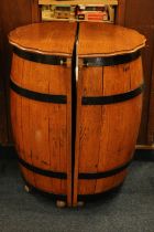 Whisky bar made from a whisky barrel, 97cm tall.