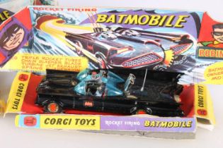 Corgi Toys 267 diecast rocket firing Batmobile with Batman and Robin, first type example without tow