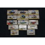 Fourteen Corgi Classics diecast model vehicles including 97018 Dundee Corporation, 97363 Edinburgh