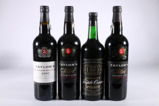 GILBEY'S Triple Crown vintage port 26 fl ozs, TAYLOR'S 2010 LBV port 20% abv, 70cl, and two