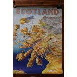 Vintage travel poster 'Scotland' with map depiction after W C Nicholson, similar to the David