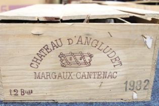 Case of CHATEAU D'ANGLUDET 1982 Margaux Cantenac 75cl no abv. stated, OWC original wood crate. (12)