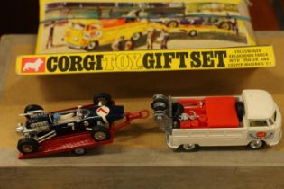 Corgi Toys Gift Set 6 Cooper-Maserati racing set, which includes a 490 VW Breakdown Truck and a