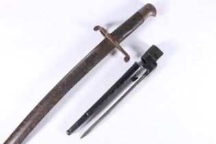 British 1856 pattern sword bayonet with T form fullered blade, blade length 56.5cm long, bayonet