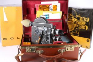 Paillard Bolex H8 Reflex cine camera with 36mm, 12.5mm and 5.5mm lenses, serial number 211771, in