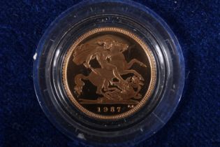 UNITED KINGDOM Queen Elizabeth II (1952-2022) gold proof half sovereign 1987, in Royal Mint issue