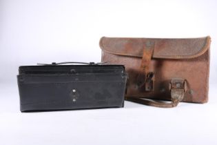 War Department issue brown leather cartridge box carrier, the interior inked 'B H & G  Ltd 1938',