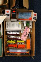 OO gauge model railway layout diorama accessories to include two W&T T320 controllers boxed,