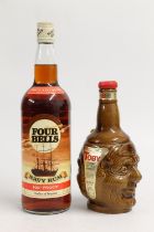 FOUR BELLS of Guyana High Strength Navy Rum 100 proof, 1litre 57% abv. and a bottle of TOBY