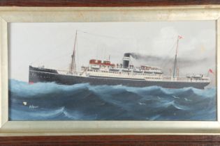 HERBERT HENRY CRANE (1877-1955) Hospital ship HMHS Neuralia, oil painting, signed lower left, 13cm x