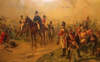 After ROBERT ALEXANDER HILLINGFORD (1828-1904) Wellington at Waterloo 1815, print, 51cm x 82cm,