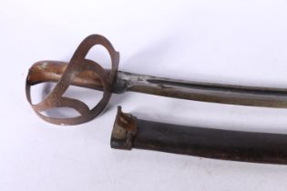 Dutch Klewang naval type short sword, the curving fullered blade with ricasso stamped 'Hembrug',