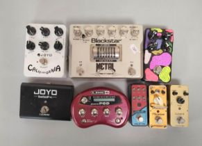 Group of guitar Amps and effects processors to include a Blackstar HT-Metal overdrive pedal, Joyo