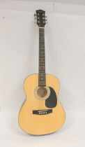 Martin Smith six string acoustic guitar in natural colour with case.
