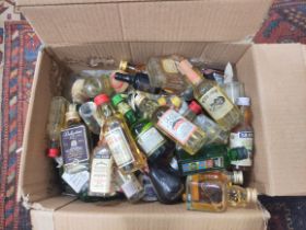 Box of miniatures comprising mostly of brandy, Bourbon rum and vodka. Also to inclue
